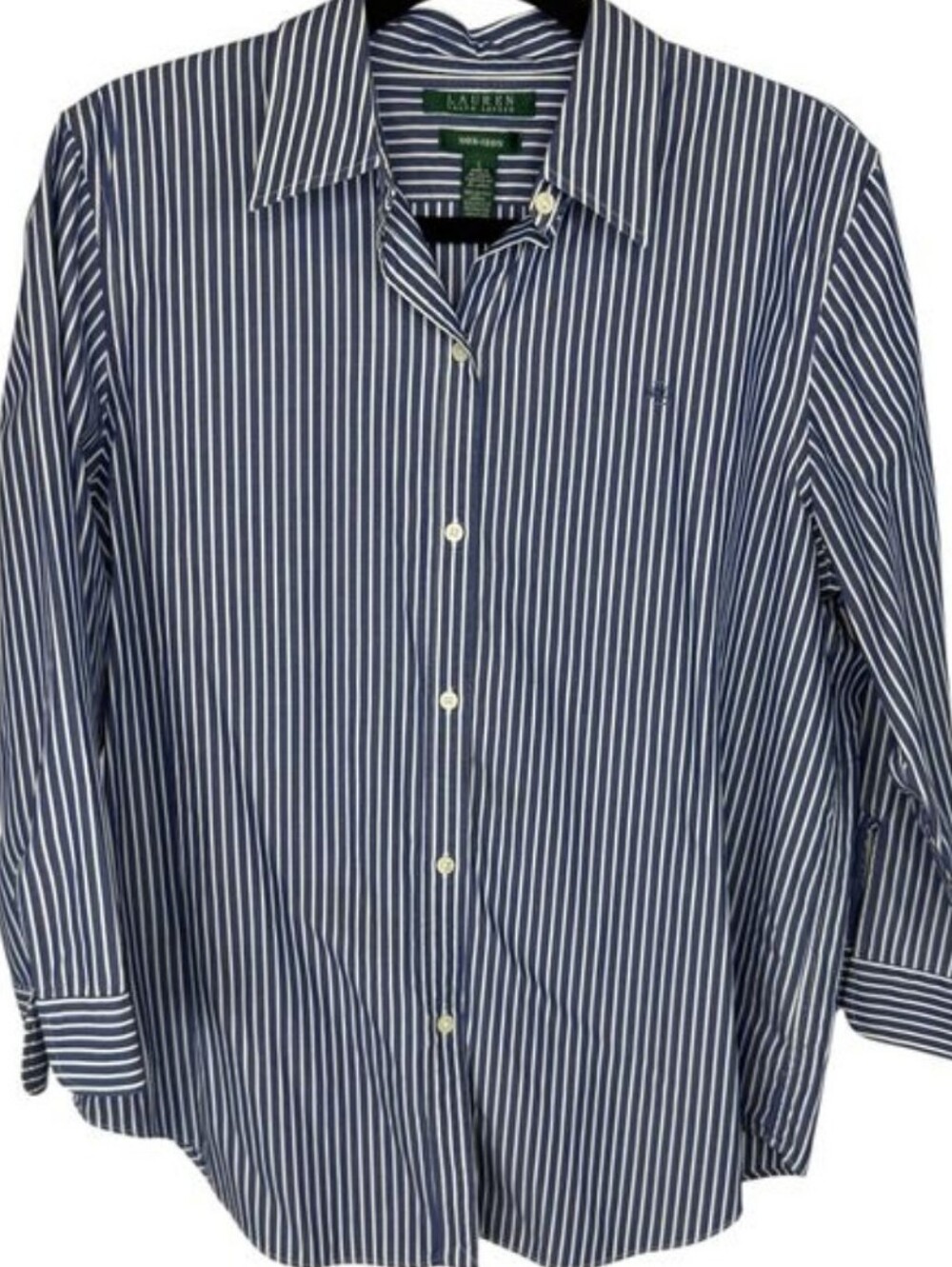 Ralph Lauren Blue & White Pinstripe Non-Iron Button Down Shirt Large